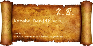 Karaba Benjámin névjegykártya
